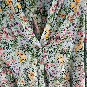ALICE + OLIVIA BLOUSE BLUE FLORAL SILK WOMENS XL